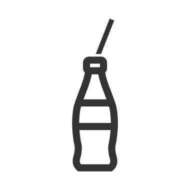 Kalın hatlı bir içecek ikonu. Siyah ve beyaz tek renkli vektör çizimi.