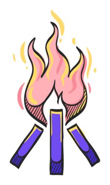 Renkli kamp ateşi ikonu. Kamp ateşi vahşi ateş