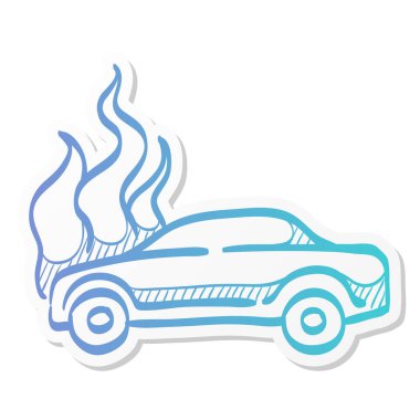 Yapıştırma renginde yanan araba. Otomotiv kazası sigorta tazminatını yakmış.