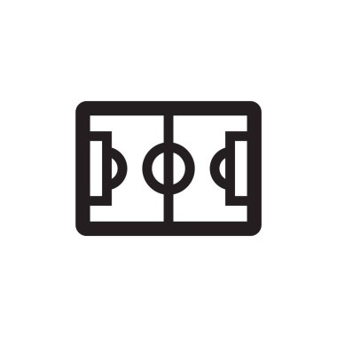 Kalın ana hatlı futbol sahası ikonu. Siyah ve beyaz tek renkli vektör çizimi.