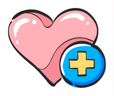 Renk çiziminde favori simge. İnternet sembolü artı kalp şekli gibi