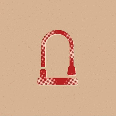 Yarım tonlu bisiklet kilidi. Grunge arkaplan vektör illüstrasyonu.