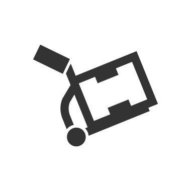 Lojistik troleybüs simgesi kalın hatlı. Siyah ve beyaz tek renkli vektör çizimi.