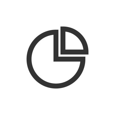 Kalın ana hatlı pasta çizelgesi simgesi. Siyah ve beyaz tek renkli vektör çizimi.