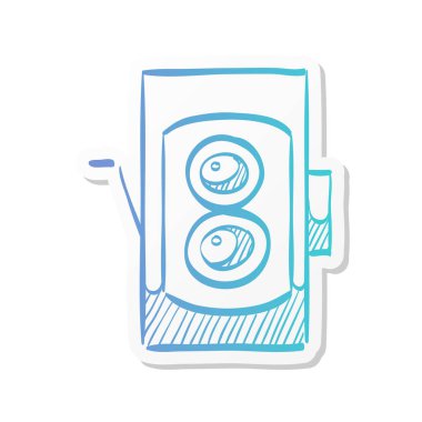 Yapıştırma renginde ikiz lens yansıtma kamera simgesi. Klasik geçmişe dönük fotoğraf mekanik analog film çekimi