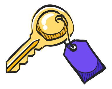 Renk çiziminde anahtar simge. Güvenli korunma evi mülkü