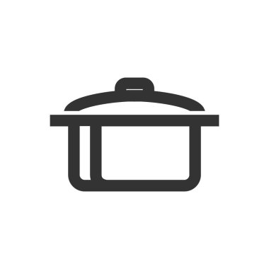 Kalın ana hatlarıyla yemek pişirme ikonu. Siyah ve beyaz tek renkli vektör çizimi.