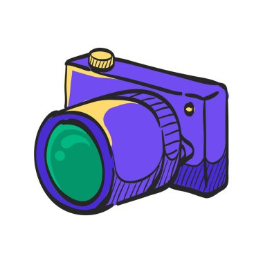 Kamera renkli çizim simgesi. Görüntü: Elektronik görüntüleme: Daha az dijital ayna