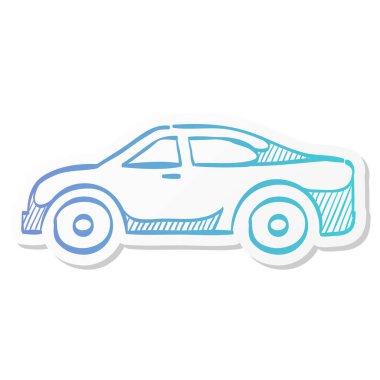 Etiket renginde araba simgesi. Otomotiv sedan lüks hız konforu