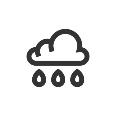 Kalın bir taslak şeklinde yağmur ikonu. Siyah ve beyaz tek renkli vektör çizimi.