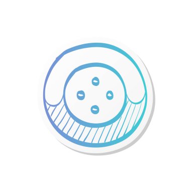 Etiket rengi olarak düğme simgesi. Moda terzisi terzisi dikiş dikiyor.