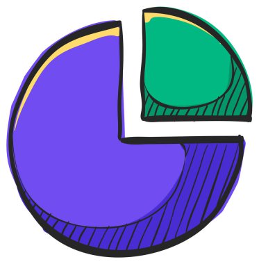 Renk çiziminde pasta grafiği simgesi. Veri raporlama bürosu finans numarası sunumu