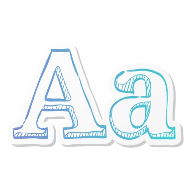 Çıkartma renk biçiminde yazı tipi simgesi. Harf grafik yazdırma yayıncılığı