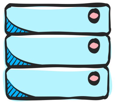 Veritabanı renk çizimi simgesi. Hardisk, dosya sunucusu 