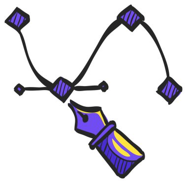 Bezier renkli çizim simgesi. Çizim bilgisayarı yazılım vektörü çizimi