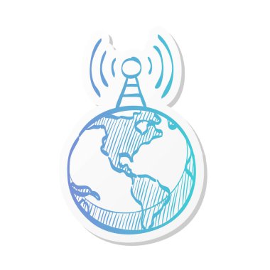 Etiket renginde dünya simgesi. Dünya haritası haritalama eğitim okulu enstrümanı