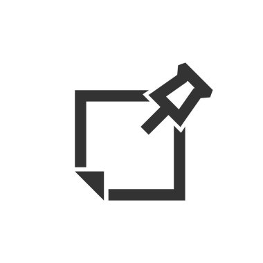 Kalın ana hatlı yapışkan not simgesi. Siyah ve beyaz tek renkli vektör çizimi.