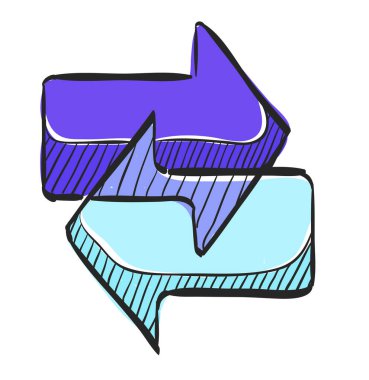 Renk çiziminde ok simgesi. İletişim veri değişimi