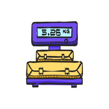 Renk çiziminde lojistik ölçek simgesi. Paket ağırlığı depo sevkiyat dağıtımı