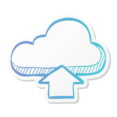 Yapıştırma rengi biçiminde bulut yükleme simgesi.