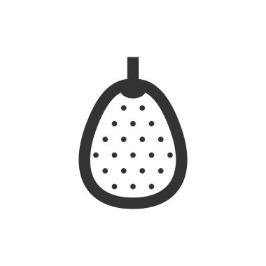 Kalın ana hatlı armut simgesi. Siyah ve beyaz tek renkli vektör çizimi.