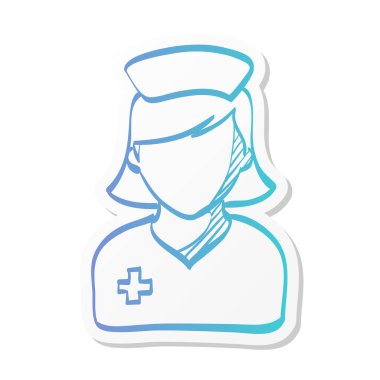 Etiket renginde hemşire ikonu. Tıbbi sağlık hizmetleri