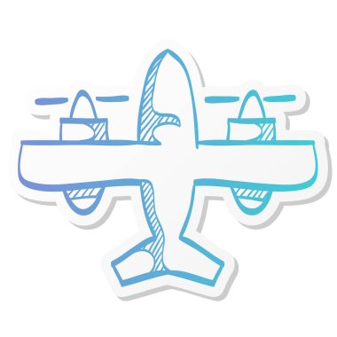 Yapıştırma renginde klasik uçak simgesi. Çifte Pervane Bombacısı Dünya Savaşı