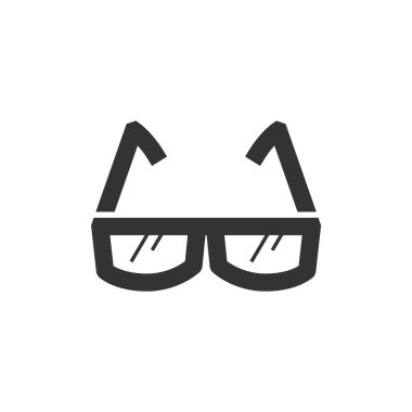 Kalın ana hatlı gözlük simgesi. Siyah ve beyaz tek renkli vektör çizimi.