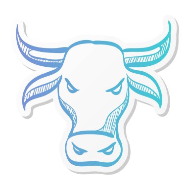 Etiket renginde boğa simgesi. Maliye, spekülasyon, eğilim 