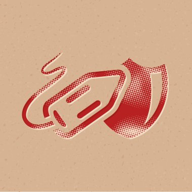 Yarım tonda cankurtaran ikonu. Grunge arkaplan vektör illüstrasyonu.