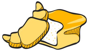 Pastane renkli çizim simgesi. Ekmek, kahvaltı, yemek, ay çöreği.