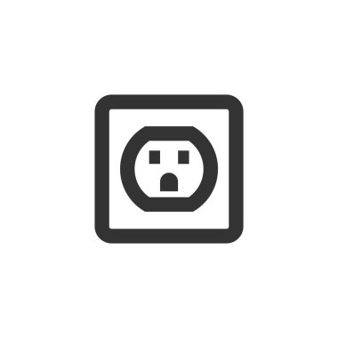 Elektrik çıkış simgesi kalın dış hat tarzında. Siyah ve beyaz tek renkli vektör çizimi.