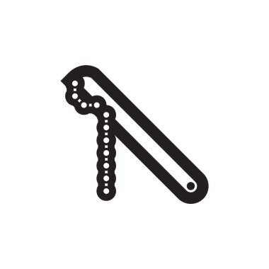 Kalın çizgili kırbaç simgesi. Siyah ve beyaz tek renkli vektör çizimi.