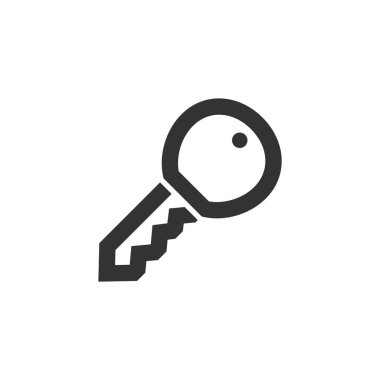 Kalın bir taslak şeklinde anahtar simge. Siyah ve beyaz tek renkli vektör çizimi.