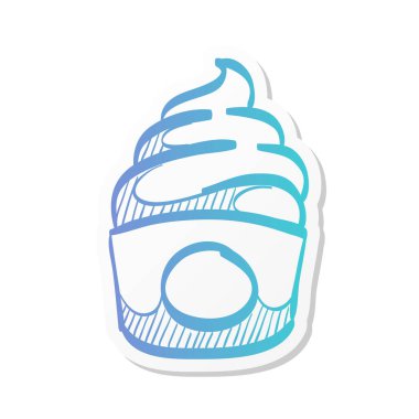 Etiket renginde dondurma ikonu. Lezzetli tatlı çikolata aromalı