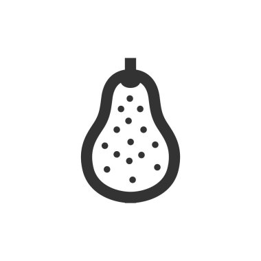 Kalın ana hatlı armut simgesi. Siyah ve beyaz tek renkli vektör çizimi.