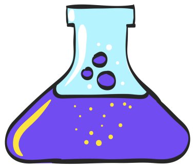 Renkli beher ikonu. Laboratuvarlar bilim biyolojisi kimyageri araştırıyor.