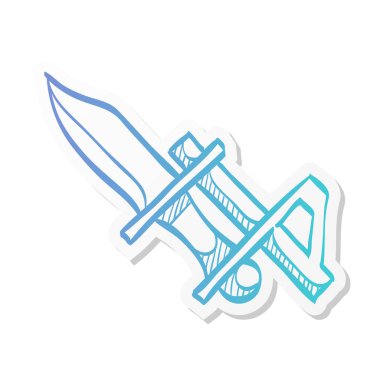 Etiket renkli süngü bıçak ikonu. Silah eski tüfek saldırı ordu savaş tehlike hançeri