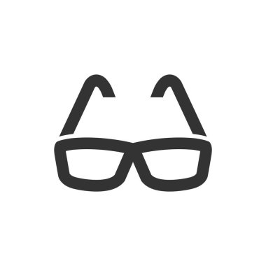 Kalın ana hatlı gözlük simgesi. Siyah ve beyaz tek renkli vektör çizimi.