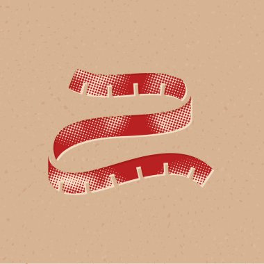 Mezura simgesini yarım ton şeklinde ölçüyorum. Grunge arkaplan vektör illüstrasyonu.