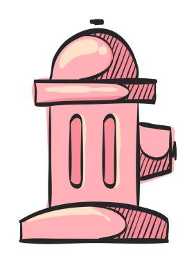 Renk çiziminde yangın musluğu simgesi. İtfaiyeci ekipmanı sokak suyu basıncı