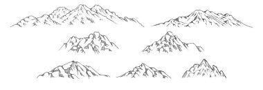 El çizimi dağlar vektör illüstrasyonu