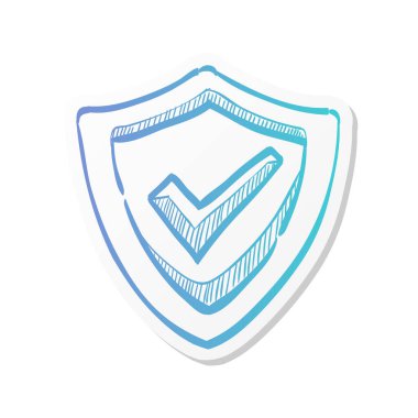 Etiket rengi işaretli kalkan simgesi. Koruma koruması.