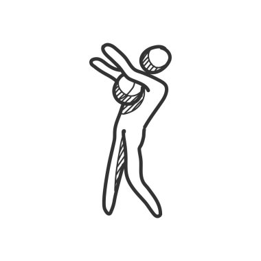 Çizimlerde futbolcu simgeleri. Spor topu el çizimleri.