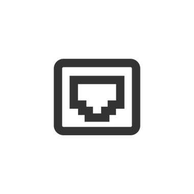 Yerel bölge bağlantı simgesi kalın hatlı. Siyah ve beyaz tek renkli vektör çizimi.