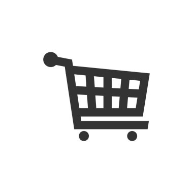 Kalın bir taslak şeklinde alışveriş arabası ikonu. Siyah ve beyaz tek renkli vektör çizimi.