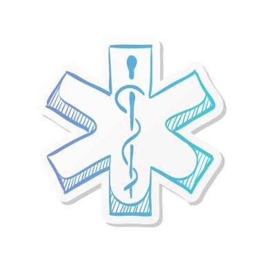 Etiket rengi biçiminde tıbbi sembol simgesi.