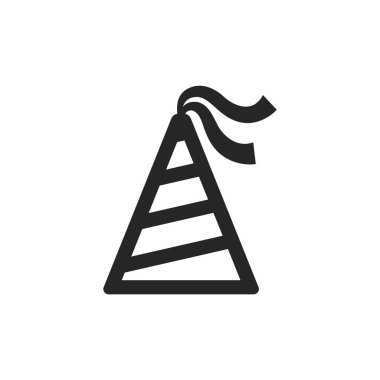 Kalın hatlı şapka ikonu. Siyah ve beyaz tek renkli vektör çizimi.