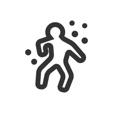 Kalın ana hatlı bir suç kurbanı ikonu. Siyah ve beyaz tek renkli vektör çizimi.