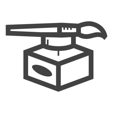 Kalın çizgili fırçalı mürekkep kabı simgesi. Siyah ve beyaz tek renkli vektör çizimi.